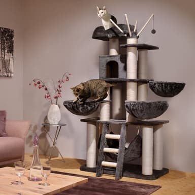 tectake Katt klösträd, klösmöbel Gismo - grå/vit