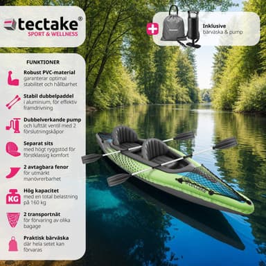 tectake Kajakset med 2 åror Liberty - grön