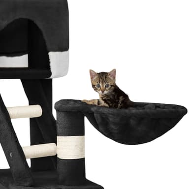tectake Klösträd katt, klösmöbel Hansi - svart/vit