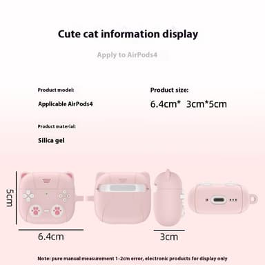 SKALO AirPods 4 Cute Cat Controller Fodral - Svart
