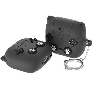 SKALO AirPods 4 Cute Cat Controller Fodral - Svart