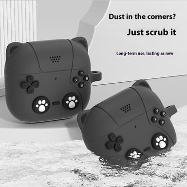 SKALO AirPods 4 Cute Cat Controller Fodral - Svart