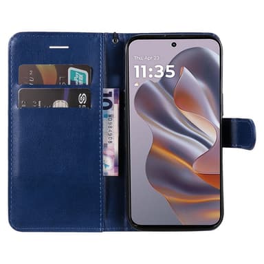 SKALO Motorola Edge 50 Neo 5G PU-Läder Plånboksfodral - Blå