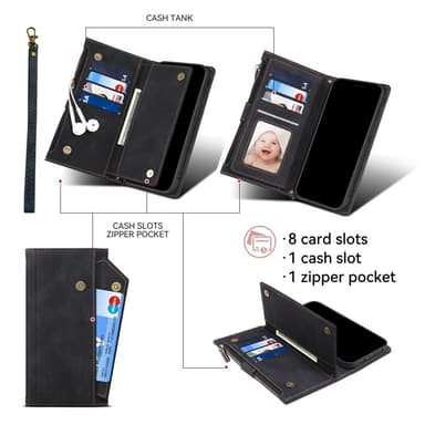 SKALO Motorola Moto G55 5G ESEBLE Big Wallet Plånboksfodral - Svart