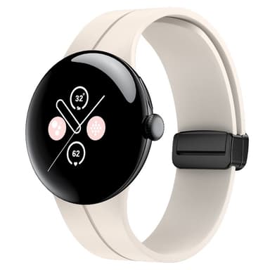 SKALO Silikonarmband metallspänne Google Pixel Watch 3 41mm - Vit