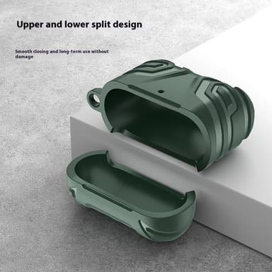 SKALO AirPods 4 Shockproof Armor TPU Fodral med Karbinhake - Svart