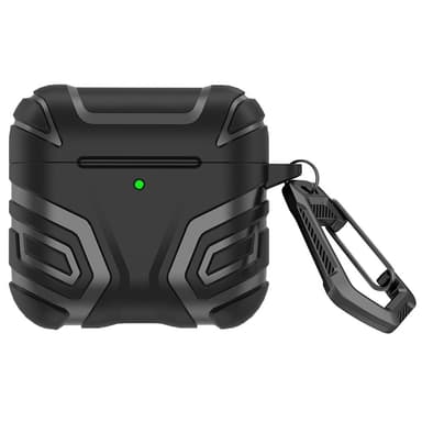 SKALO AirPods 4 Shockproof Armor TPU Fodral med Karbinhake - Svart