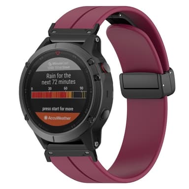 SKALO Silikonarmband metallspänne Garmin Fenix 8 Amoled 51mm - Vinröd