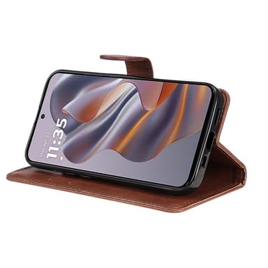 SKALO Motorola Edge 50 Neo 5G PU-Läder Plånboksfodral - Brun