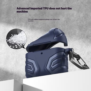 SKALO AirPods 4 Shockproof Armor TPU Fodral med Karbinhake - Svart