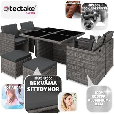 tectake Matgrupp Manhattan i konstrotting - grå