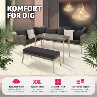 tectake Loungeset med aluminiumram Pula - natur
