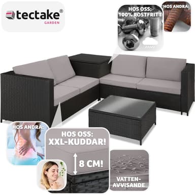 tectake Loungeset Siena i konstrotting - svart/grå