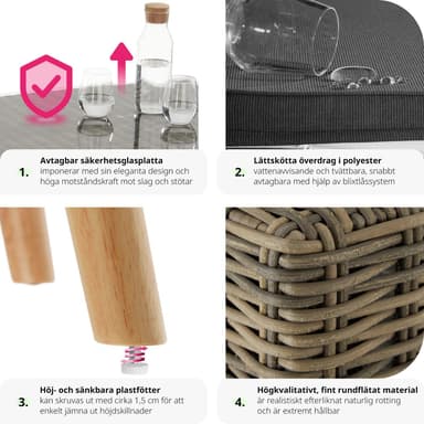 tectake Loungeset med aluminiumram Pula - natur