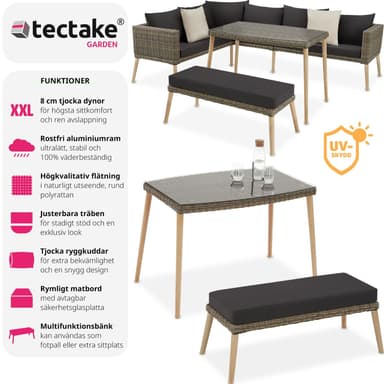 tectake Loungeset med aluminiumram Pula - natur