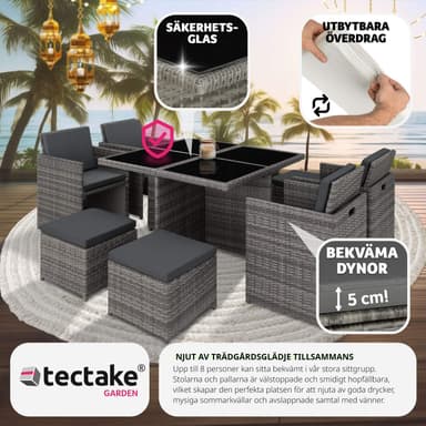 tectake Matgrupp Manhattan i konstrotting - grå