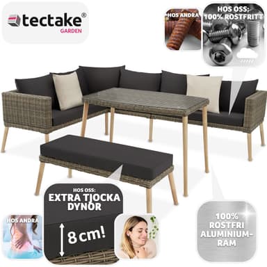 tectake Loungeset med aluminiumram Pula - natur