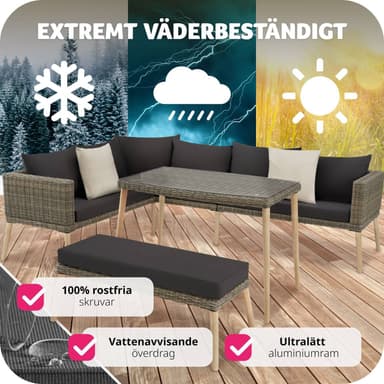 tectake Loungeset med aluminiumram Pula - natur