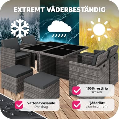 tectake Matgrupp Manhattan i konstrotting - grå