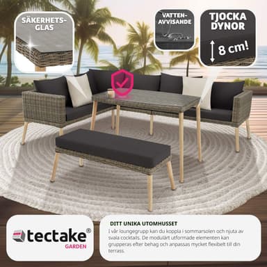 tectake Loungeset med aluminiumram Pula - natur