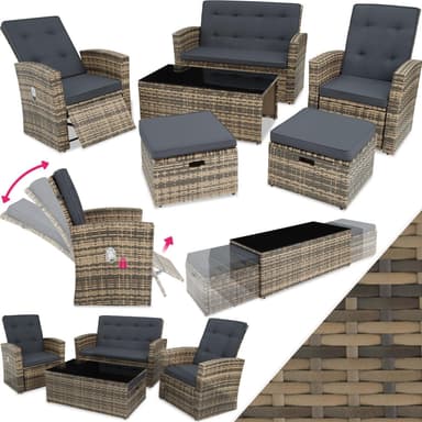 tectake Loungeset i konstrotting Bari - natur