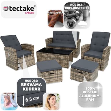 tectake Loungeset i konstrotting Bari - natur