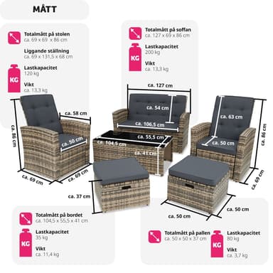 tectake Loungeset i konstrotting Bari - natur