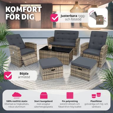 tectake Loungeset i konstrotting Bari - natur