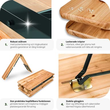 tectake Bord- och bänkset, 3-delad, hopfällbar - brun