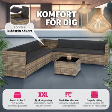 tectake Loungeset Verona i konstrotting - natur