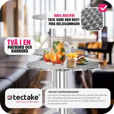tectake Cafébord i aluminium Ø60cm - 5,8 cm