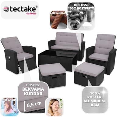 tectake Loungeset i konstrotting Bari - svart