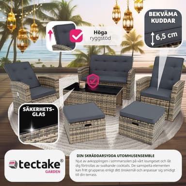 tectake Loungeset i konstrotting Bari - natur