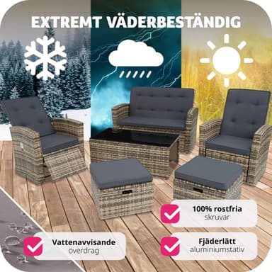 tectake Loungeset i konstrotting Bari - natur