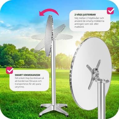 tectake Cafébord i aluminium Ø60cm - 5,8 cm