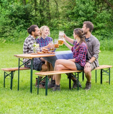 tectake Bord- och bänkset, 3-delad, hopfällbar - brun