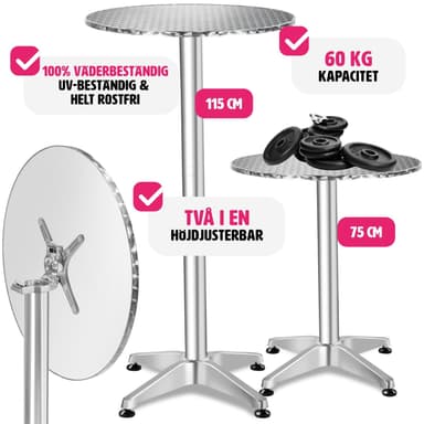 tectake Cafébord i aluminium Ø60cm - 5,8 cm