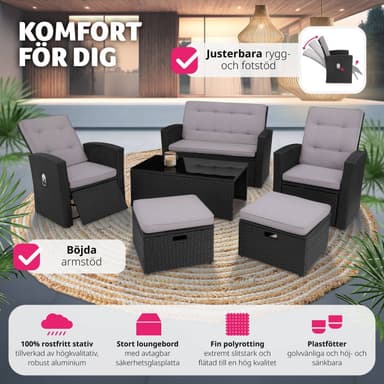 tectake Loungeset i konstrotting Bari - svart