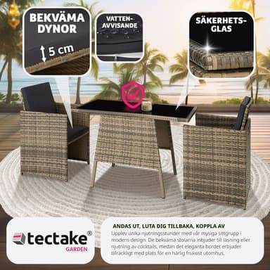 tectake Sittgrupp i rotting Lausanne 2+1 - natur
