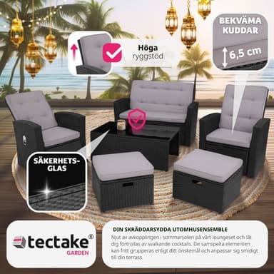 tectake Loungeset i konstrotting Bari - svart