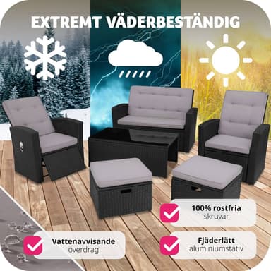tectake Loungeset i konstrotting Bari - svart