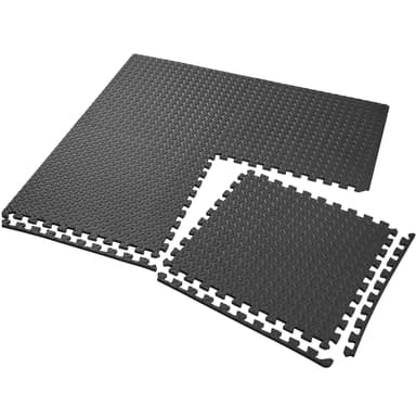 tectake Träningsmatta 12-pack, Golvskydd Underlag - svart