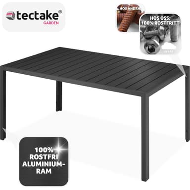 tectake Trädgårdsbord i aluminium Bianca höjdjusterbara fötter 150x90x74,5cm - svart/svart