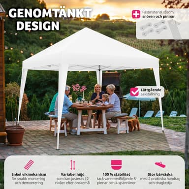 tectake Hopfällbar Paviljong Linosa 3x3 m - vit