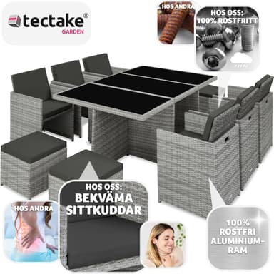 tectake Matgrupp New York i konstrotting - ljusgrå