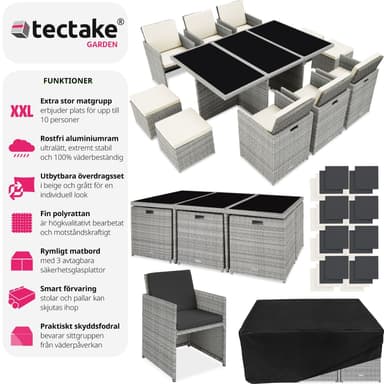 tectake Matgrupp New York i konstrotting - ljusgrå