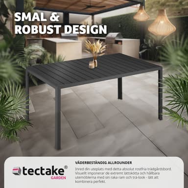 tectake Trädgårdsbord i aluminium Bianca höjdjusterbara fötter 150x90x74,5cm - svart/svart