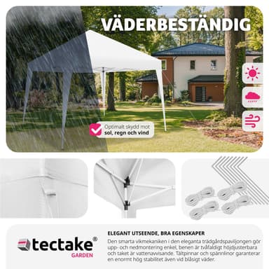 tectake Hopfällbar Paviljong Linosa 3x3 m - vit