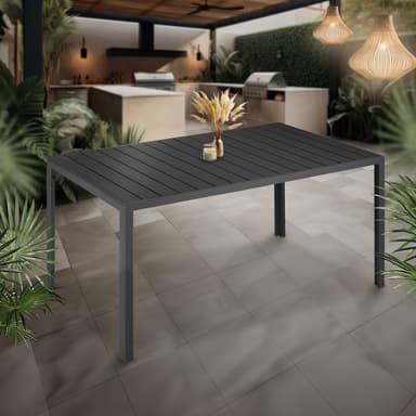 tectake Trädgårdsbord i aluminium Bianca höjdjusterbara fötter 150x90x74,5cm - svart/svart