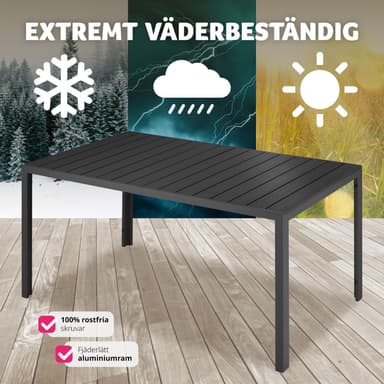 tectake Trädgårdsbord i aluminium Bianca höjdjusterbara fötter 150x90x74,5cm - svart/svart